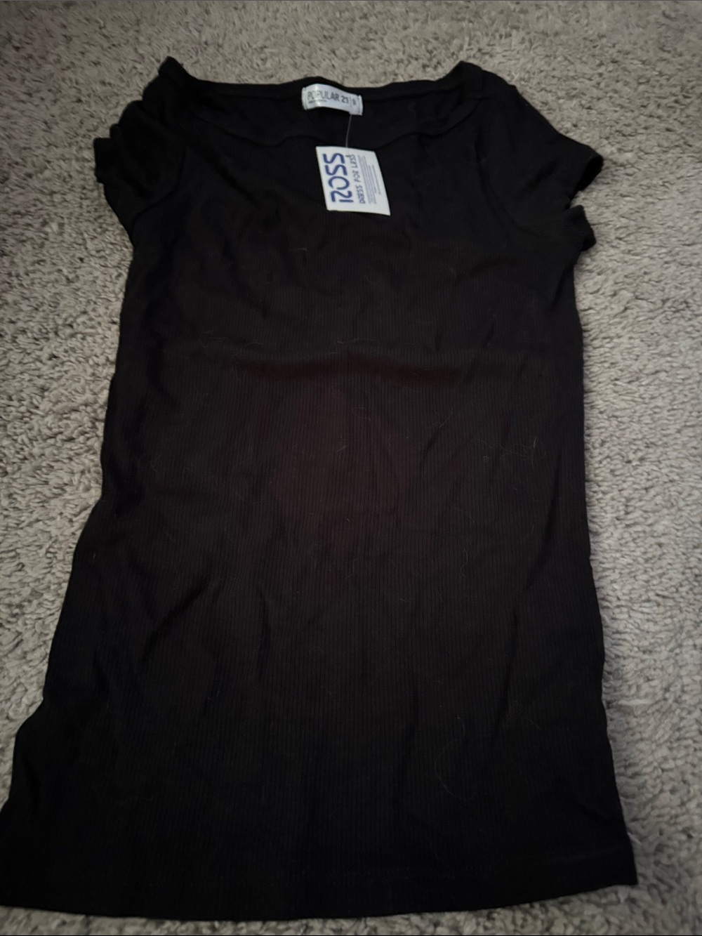 Women's Black Ribbed Short Sleeve Tee by No Brand